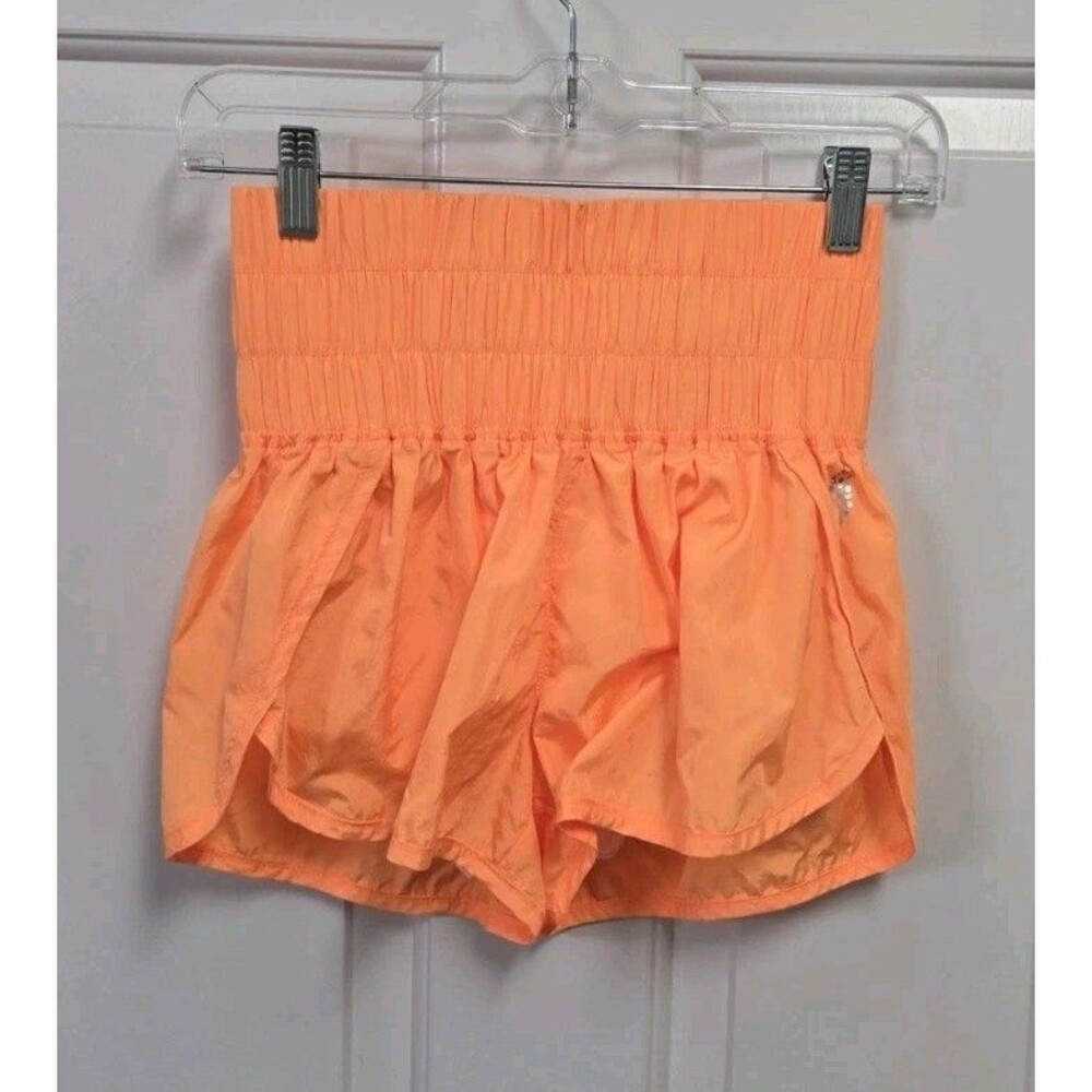 Free People FP Movement The Way Home Shorts XS Orange Smocked Waist Running Gym
